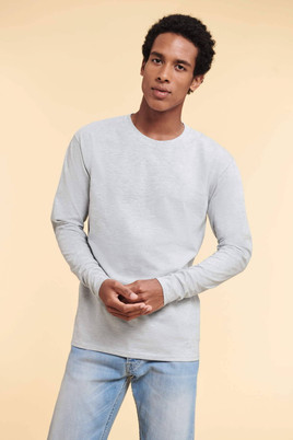 Szara koszulka męska Iconic 195 Ringspun Premium Fruit of the Loom