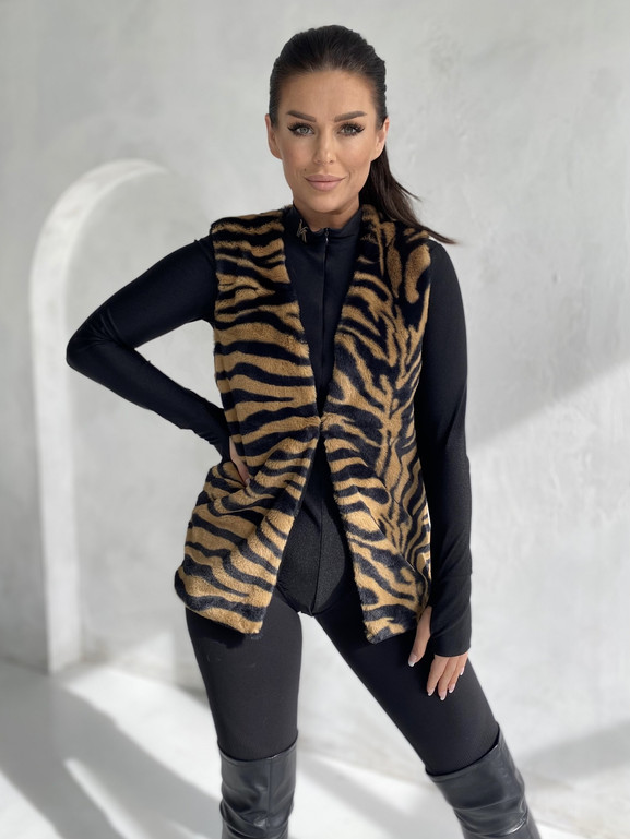 Brązowa kamizelka sztuczne futerko Yups