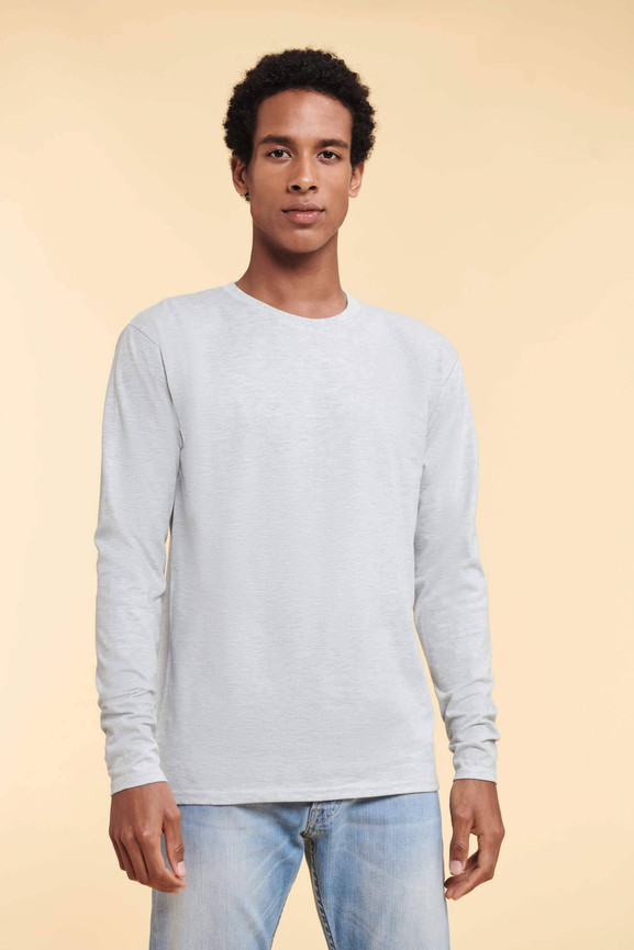 Szara koszulka męska Iconic 195 Ringspun Premium Fruit of the Loom