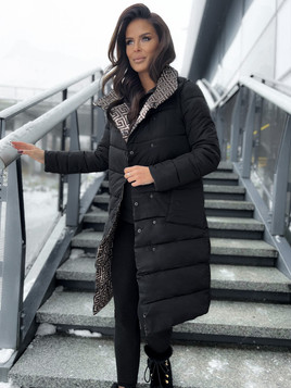 Czarna kurtka dwurzędowa wysoka stójka Yups