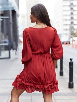 Sukienka bordowa Och Bella BI-0761-I.bordo