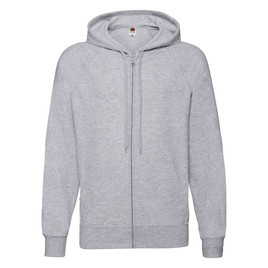 Szara bluza męska z kapturem Lightweight Zip Thru Hooded Sweat Fruit of the Loom 