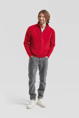 Czerwona bluza męska Zip Neck Sweat Fruit of the Loom
