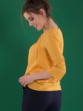 Bluzka ze sznurowanym dekoltem żółta