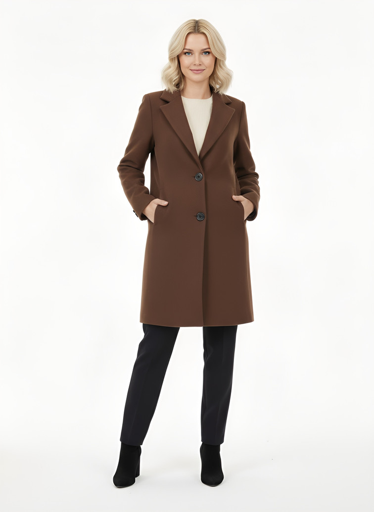 Czekoladowy klasyczny płaszcz w prążek Yups