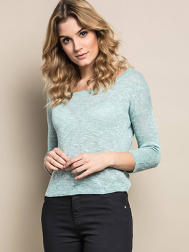 Zielony krótki sweter z wiskozy