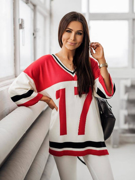 Sweter czerwono-biały Cocomore cmgB160.R01 