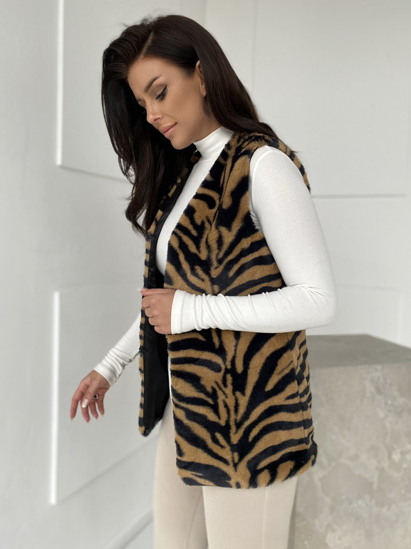 Brązowa kamizelka sztuczne futerko Yups