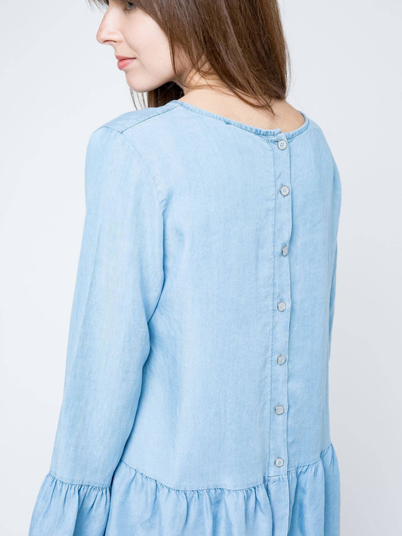 Bluzka Euphory a'la jeans zapinana na guziczki z tyłu błękitna