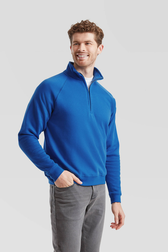 Niebieska bluza męska Zip Neck Sweat Fruit of the Loom