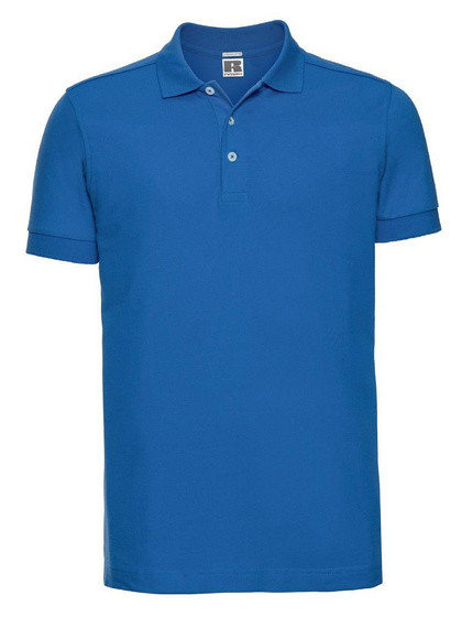 Niebieska męska koszulka Stretch Polo z gładkiej bawełny ring-spun Russell