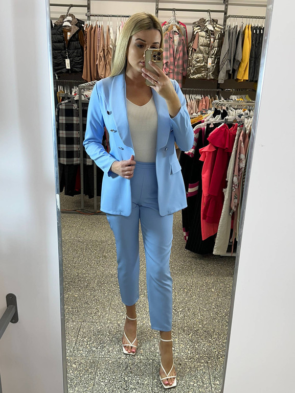 Niebieskie eleganckie spodnie materiałowe LIVIEN