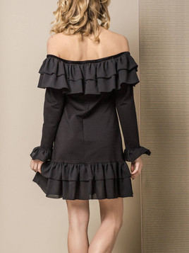 SUKIENKA LEMONADA COLD SHOULDER Z FALBANAMI CZARNA