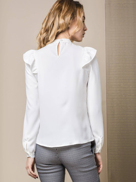 Bluzka Lola z falbanką z przodu biała