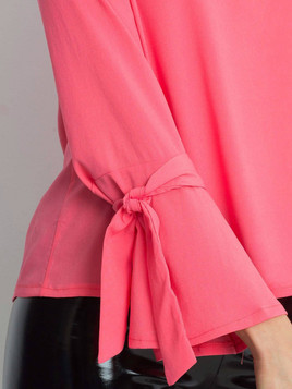 Bluzka z rozkloszowanymi wiązanymi rękawami koralowa