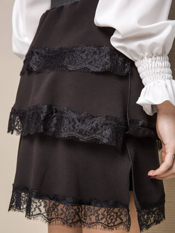 SPÓDNICA LEMONADA Z FALBANAMI CZARNA