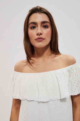 Biała ażurowa sukienka Moodo