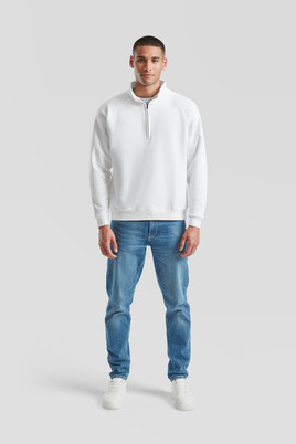 Biała bluza męska Zip Neck Sweat Fruit of the Loom