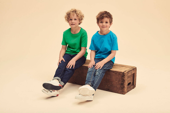 Zielona koszulka dziecięca z czesanej bawełny Fruit of the Loom