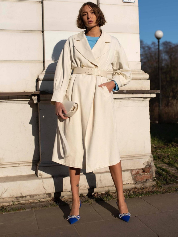 Płaszcz kremowy LeMonada cxp1099.ecru