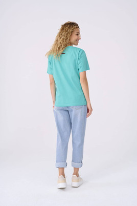 Turkusowa bluzka z dekoltem w serek Blue Shadow