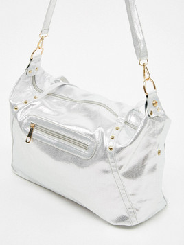 Torba zdobiona nitami srebrna