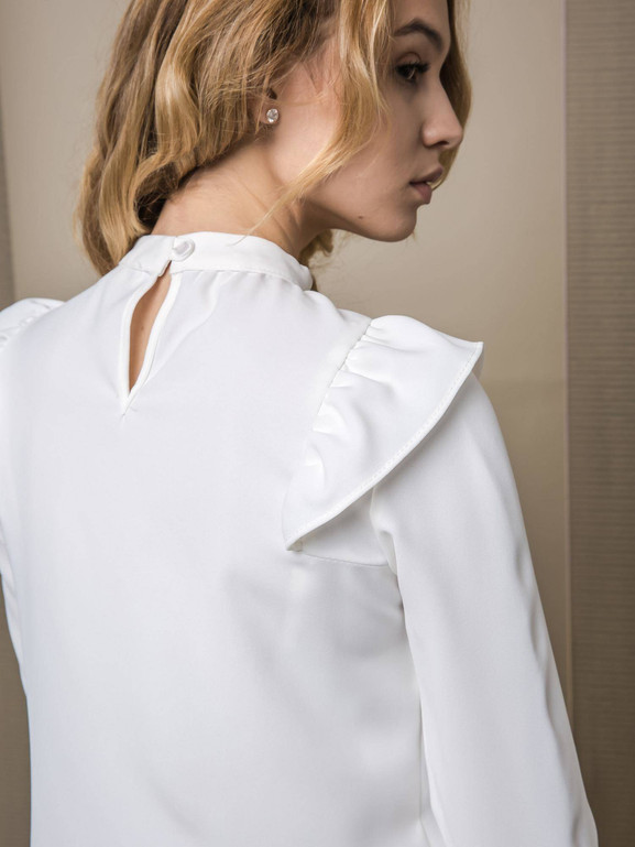 Bluzka Lola z falbanką z przodu biała