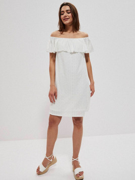 Biała ażurowa sukienka Moodo