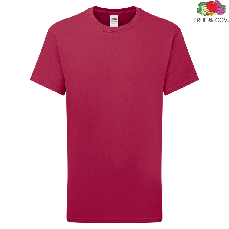 Bordowa koszulka dziecięca Iconic195 ring spun Fruit of the Loom