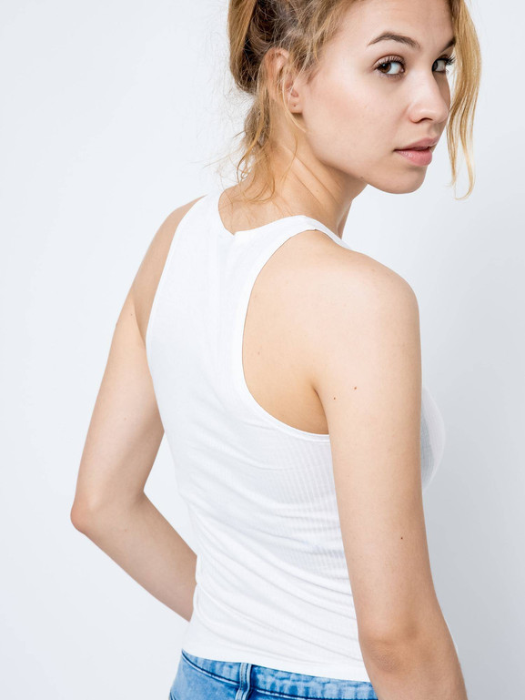 Top prążkowany biały