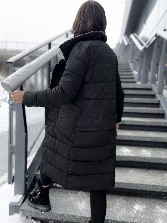 Czarna kurtka dwurzędowa wysoka stójka Yups