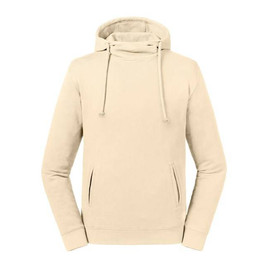 Ecru bluza unisex Pure Organic High Collar Hooded Sweat Russell