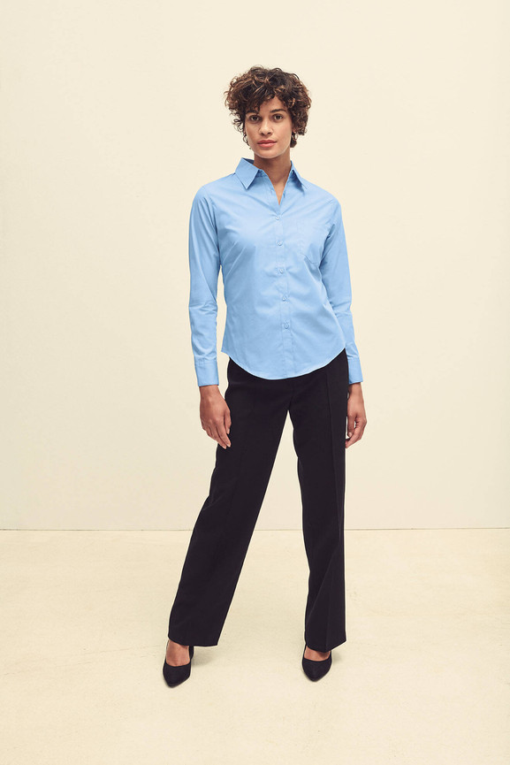 Niebieska koszula damska z popeliny klasyczna Fruit Of The Loom