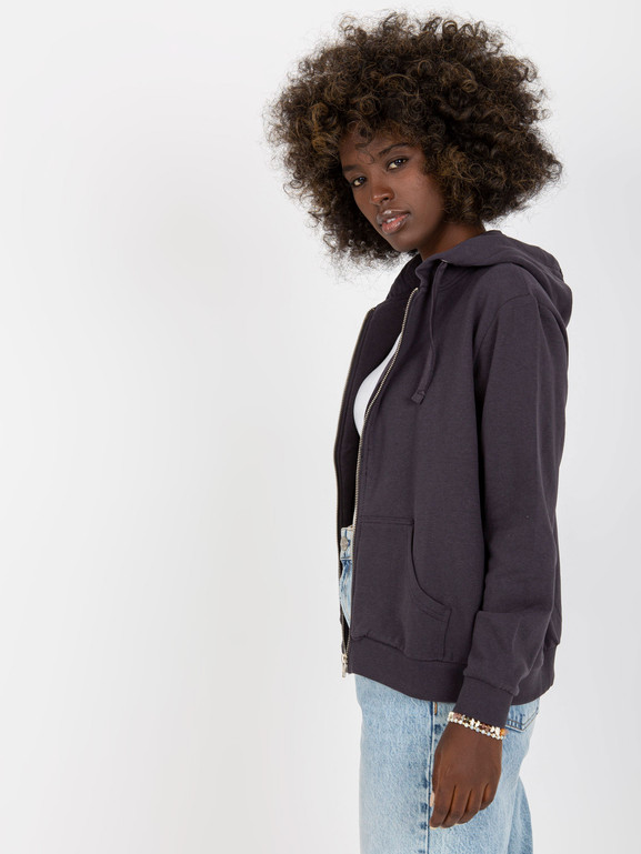 Grafitowa rozpinana bluza z kapturem i kieszeniami