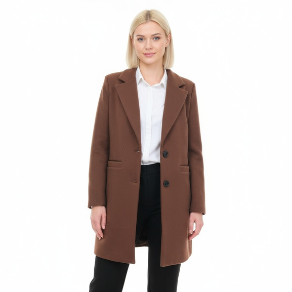 Czekoladowy klasyczny płaszcz w prążek Yups