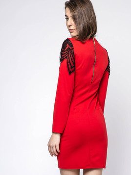 SUKIENKA Z KORONKĄ PRZY DEKOLCIE CZERWONA