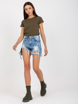 Khaki bawełniany damski t-shirt BASIC