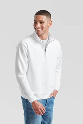 Biała bluza męska Zip Neck Sweat Fruit of the Loom