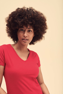 Czerwona koszulka damska v-neck Valueweight Fruit of the Loom