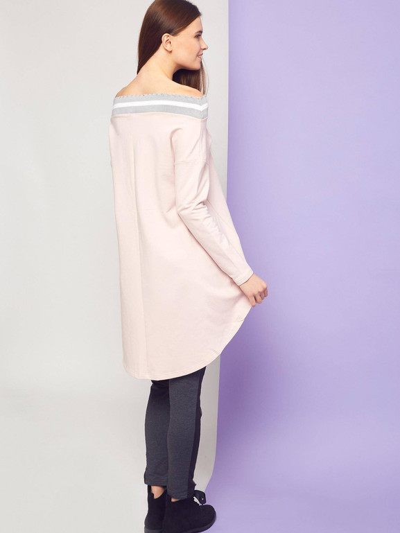 Bluza Mi...Mi z szerokim dekoltem różowa