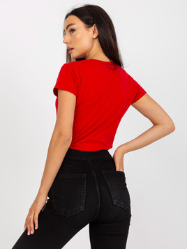 Czerwony bawełniany damski t-shirt BASIC