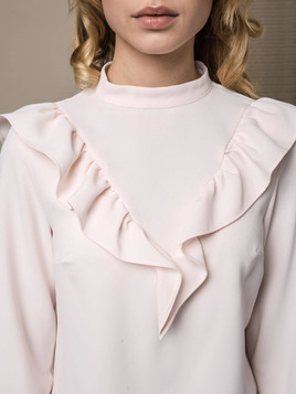 Bluzka Lola z Falbanką z przodu różowa