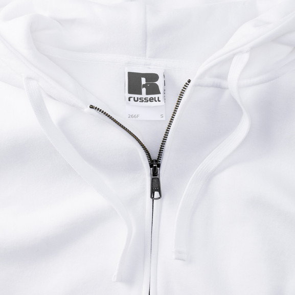 Biała bluza damska z kapturem i zamkiem Authentic Russell