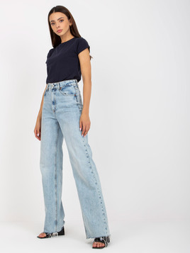 Granatowy bawełniany damski t-shirt BASIC