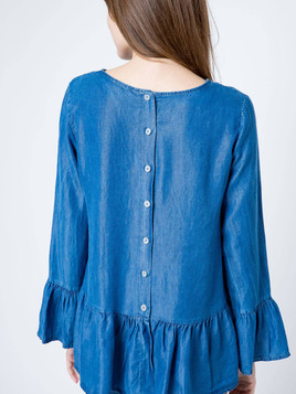 Bluzka Euphory a'la jeans zapinana na guziczki z tyłu niebieska