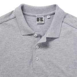 Jasno szara męska koszulka Stretch Polo z gładkiej bawełny ring-spun Russell