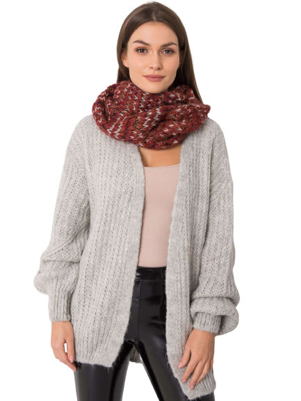 Komin z kolorową nitką bordowy