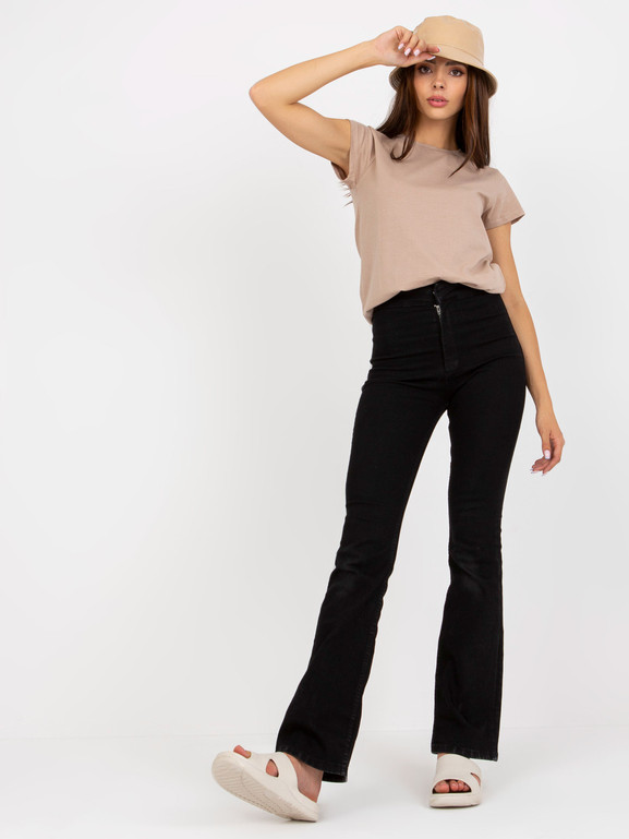 Beżowy bawełniany damski t-shirt BASIC