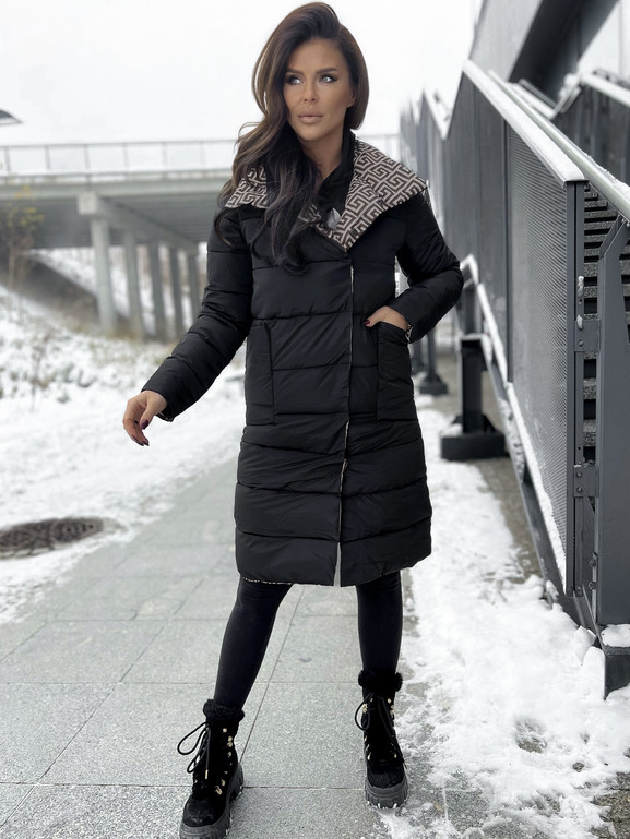 Czarna kurtka dwurzędowa wysoka stójka Yups