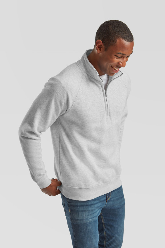 Szara bluza męska Zip Neck Sweat Fruit of the Loom